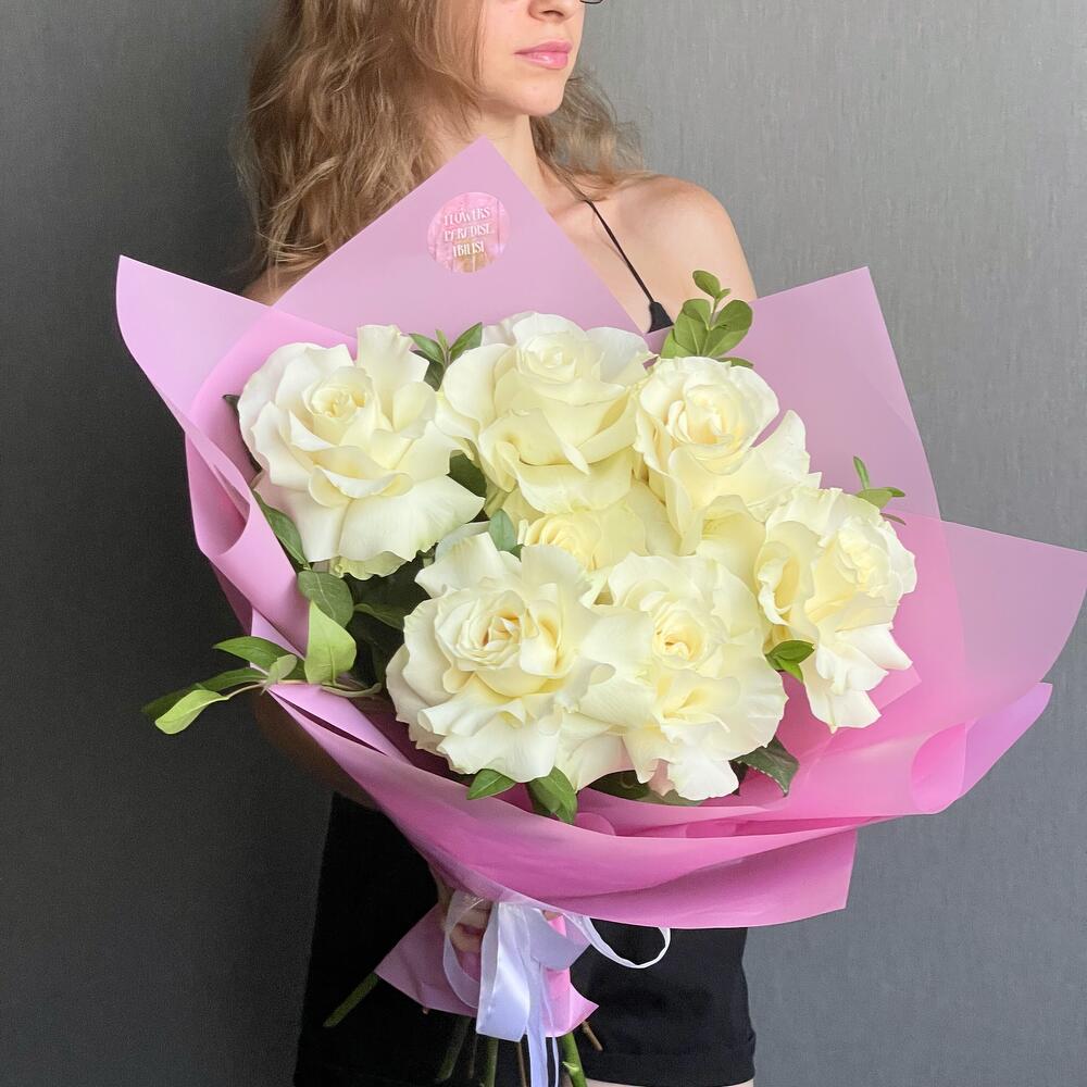 Букет из белой французской розы