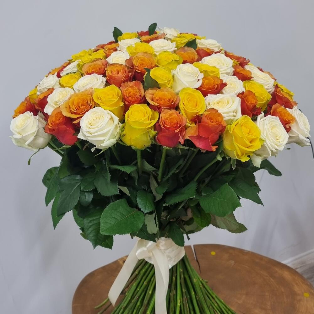 101 разноцветные розы