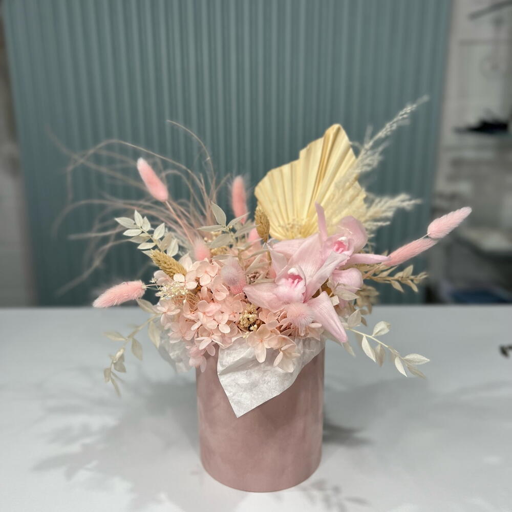 Шляпная коробка мини с сухоцветами